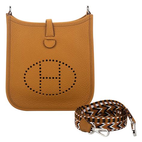 New Hermes Mini Evelyne Sesame Clemence Crossbody Bag in 